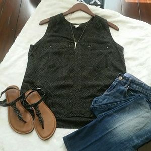 Converse One Star. Medium, green & black blouse.